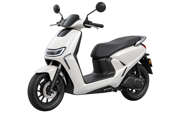 Illustrative white electric scooter